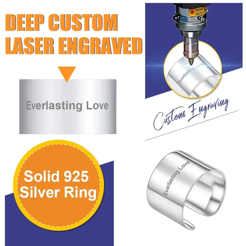 PROSILVER Anello Argento 925, Larghezza 15mm, Taglia Regolabile 12-27 - immagine 2