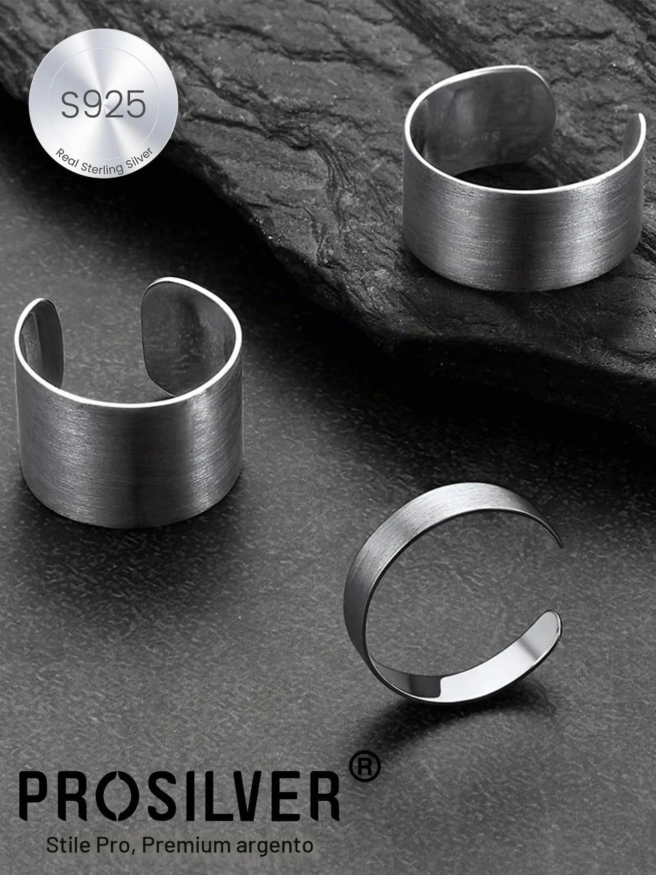 PROSILVER Anello Argento 925, Larghezza 10mm, Taglia Regolabile 12-27 - immagine 5