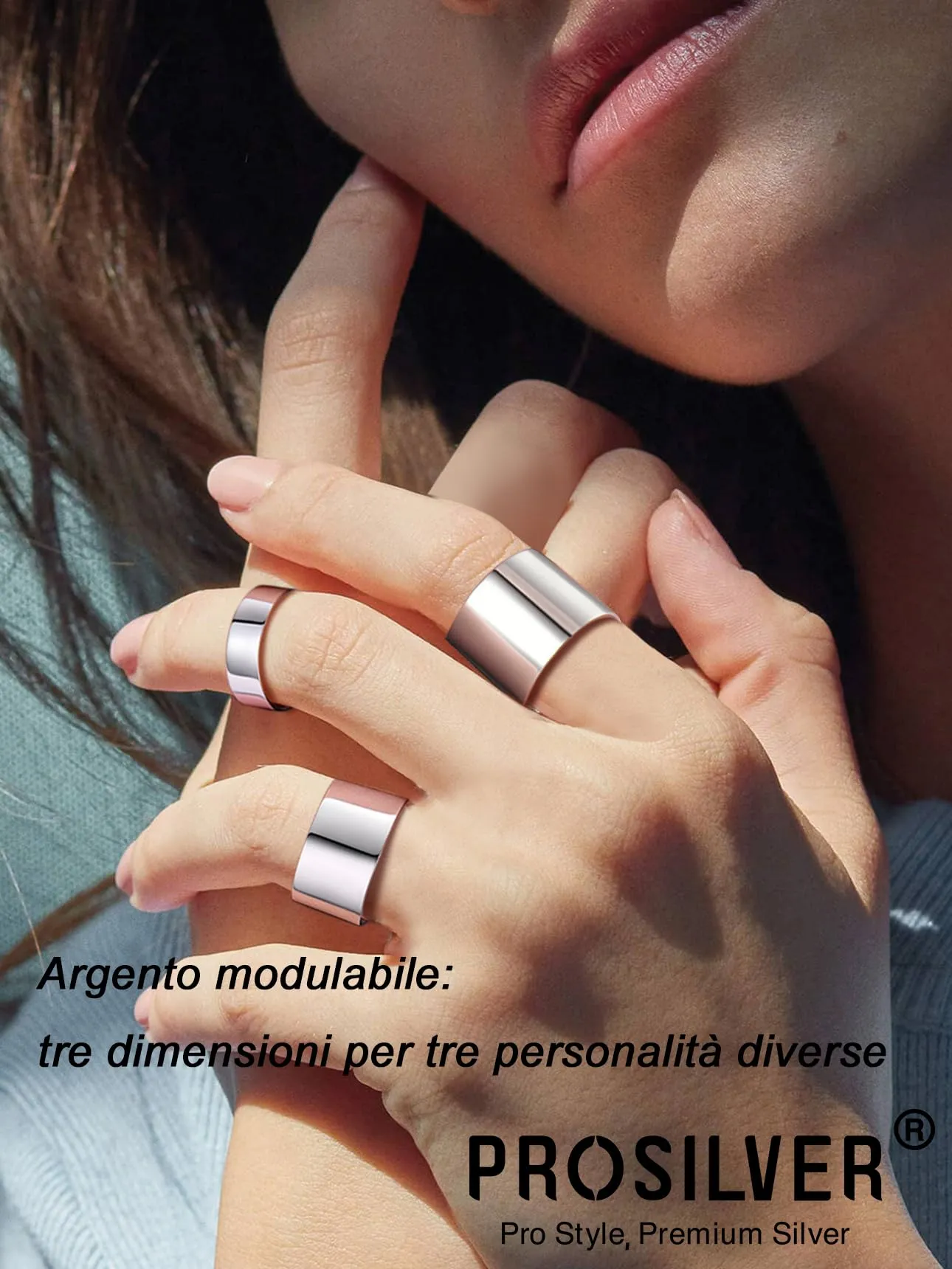PROSILVER Anello Argento 925, Larghezza 5mm, Aperto e Regolabile (Taglia 12-27) per Donna e Uomo - immagine 2