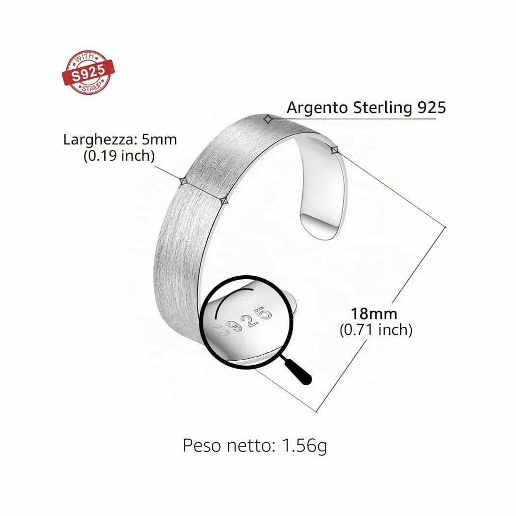 PROSILVER Anello Argento 925, Larghezza 5mm, Taglia Regolabile 12-27 - immagine 5