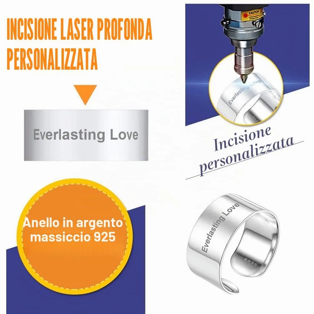 PROSILVER Anello in Argento 925, Larghezza 10mm, Taglia Regolabile 12-27 - immagine 3