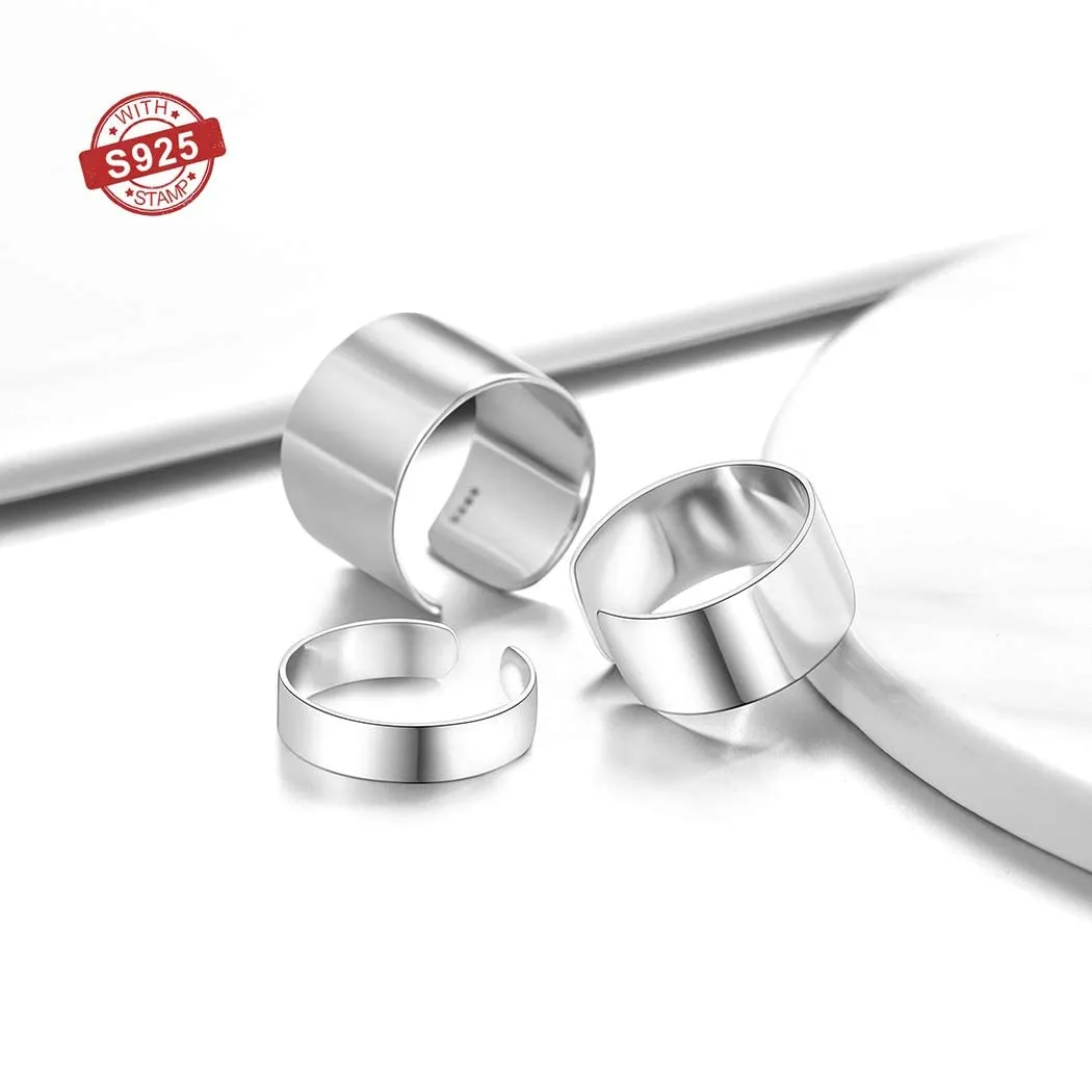 PROSILVER Anello in Argento 925, Larghezza 10mm, Taglia Regolabile 12-27 - immagine 4
