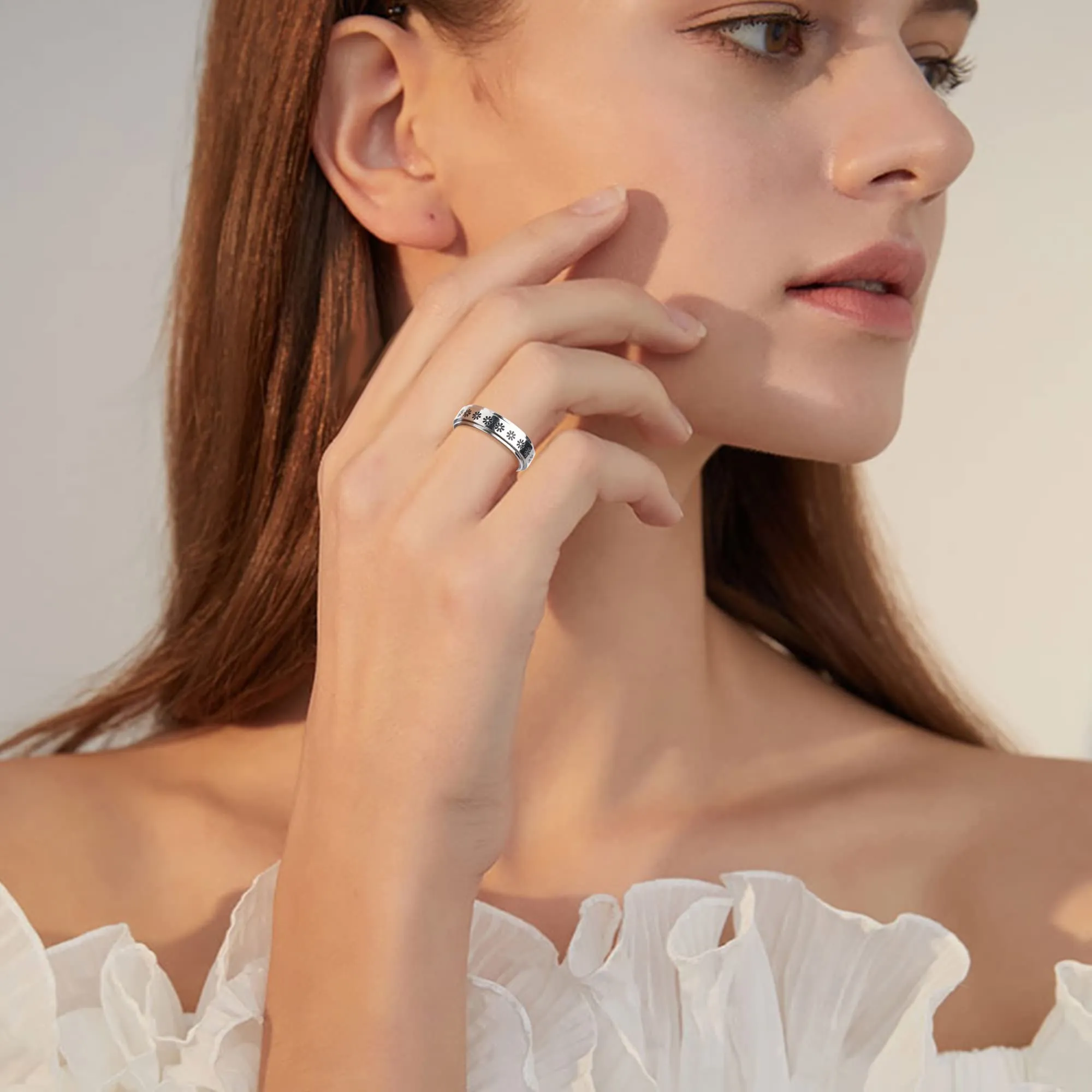 ADRAMATA 8 Pezzi Fidget Anelli Ansia in Acciaio Inossidabile per Donna - immagine 4