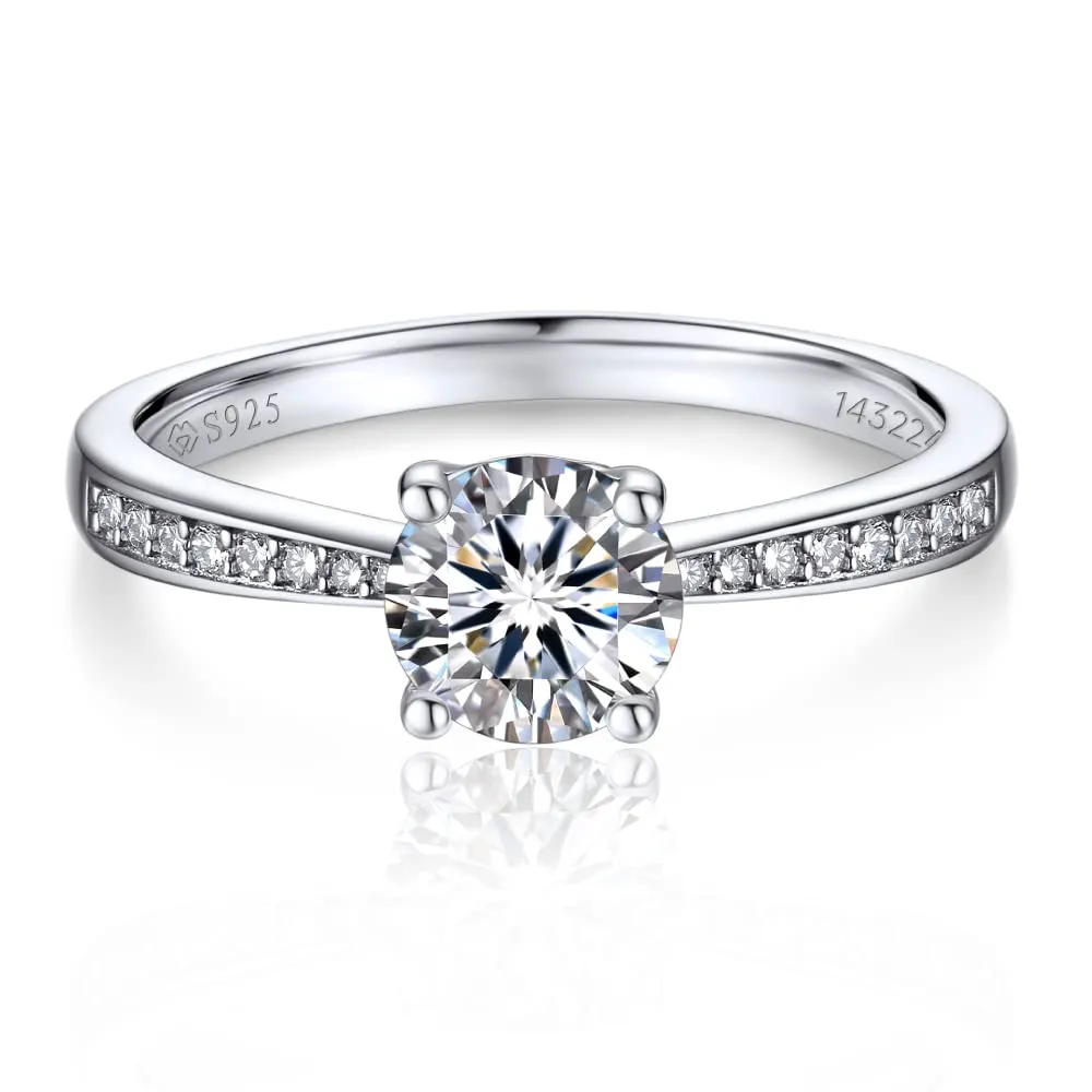 MomentWish Anello Donna 1ct Moissanite Fidanzamento Argento 925 Taglia 47 - immagine 1