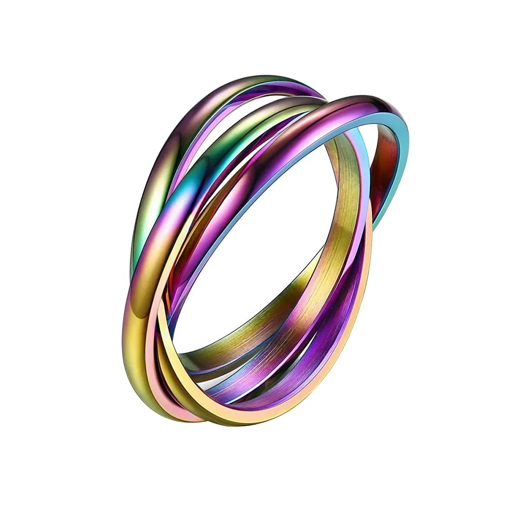 QKEPCY Anello Antistress Donna Intrecciato Nodo in Acciaio Inossidabile Fidget Spinner Anelli Impilabili - immagine 1