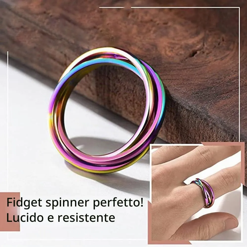 QKEPCY Anello Antistress Donna Intrecciato Nodo in Acciaio Inossidabile Fidget Spinner Anelli Impilabili - immagine 3