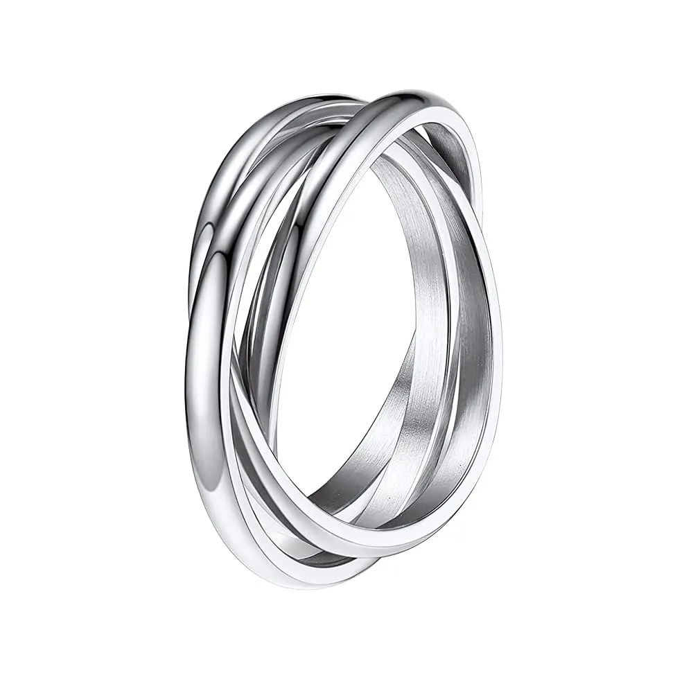 QKEPCY Anello Intrecciati Nodo in Acciaio Inossidabile Spinner per Donna, Fidget Anxiety Ring Antistress Fascia Pace Gioielli - immagine 1