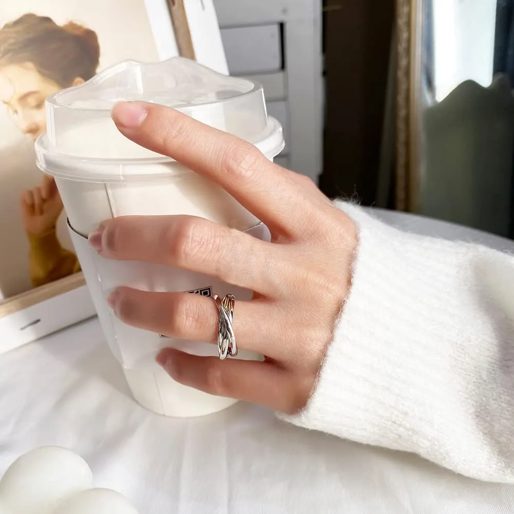 QKEPCY Anello Antistress Nodo in Acciaio Inossidabile Fidget Ring Spinner per Donna - immagine 9