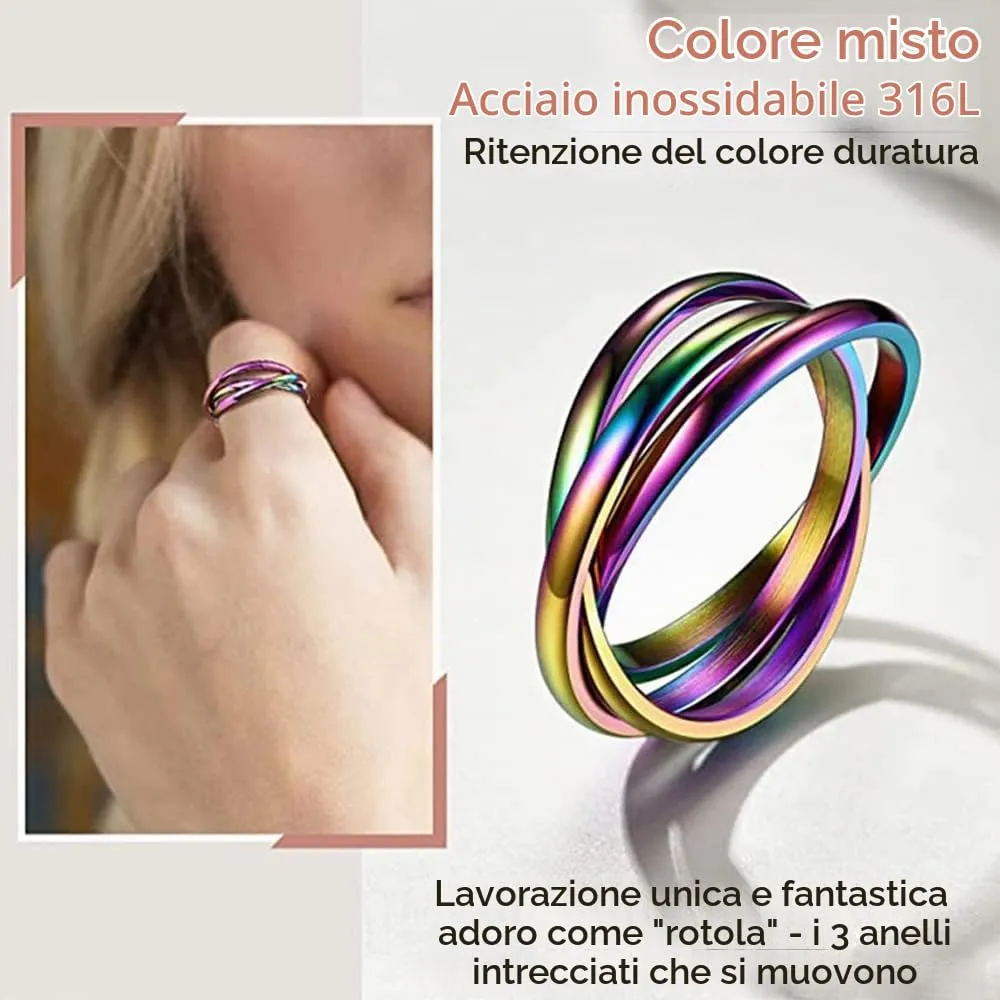 QKEPCY Anello Antistress Donna Nodo Intrecciato in Acciaio Inossidabile Fidget Anxiety Ring Spinner - immagine 2
