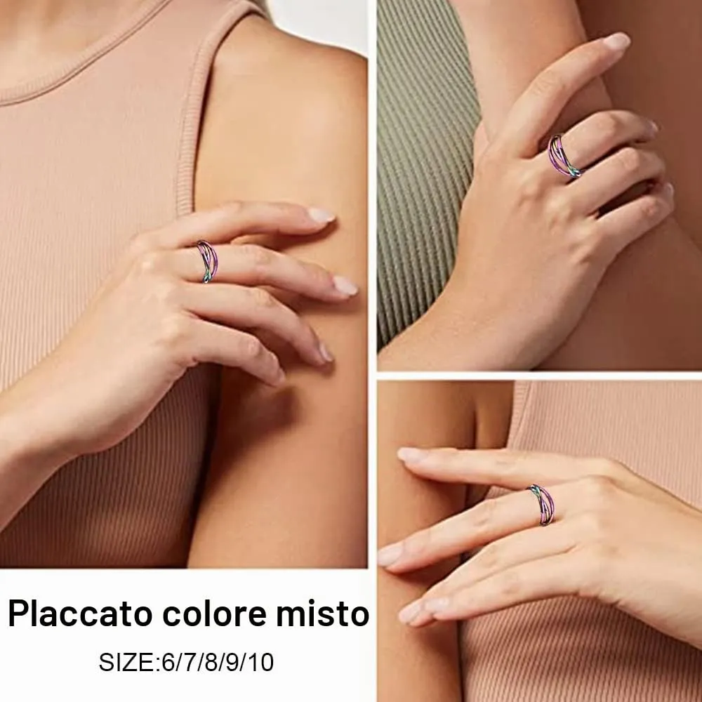 QKEPCY Anello Antistress Donna Nodo Intrecciato in Acciaio Inossidabile Fidget Anxiety Ring Spinner - immagine 6
