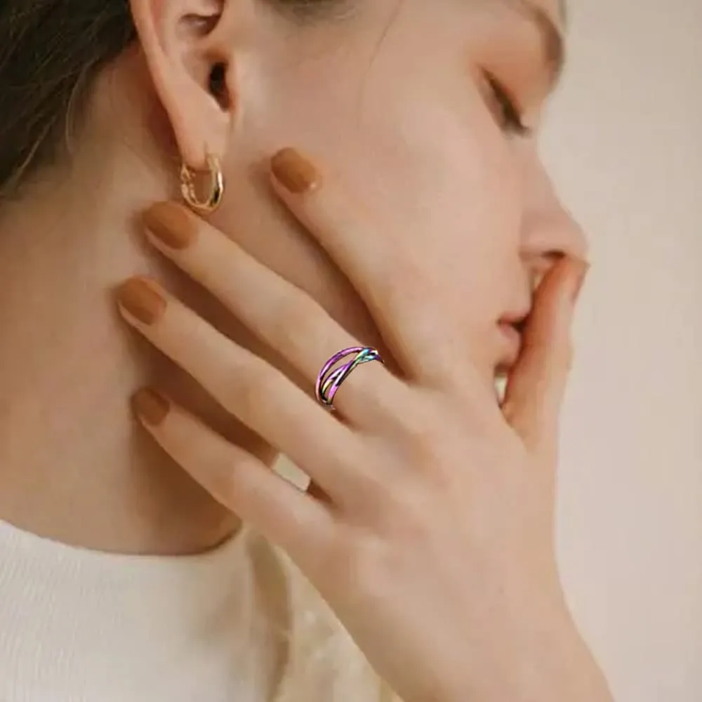 QKEPCY Anello Intrecciato Nodo Fidget Spinner in Acciaio Inossidabile per Donna - immagine 4