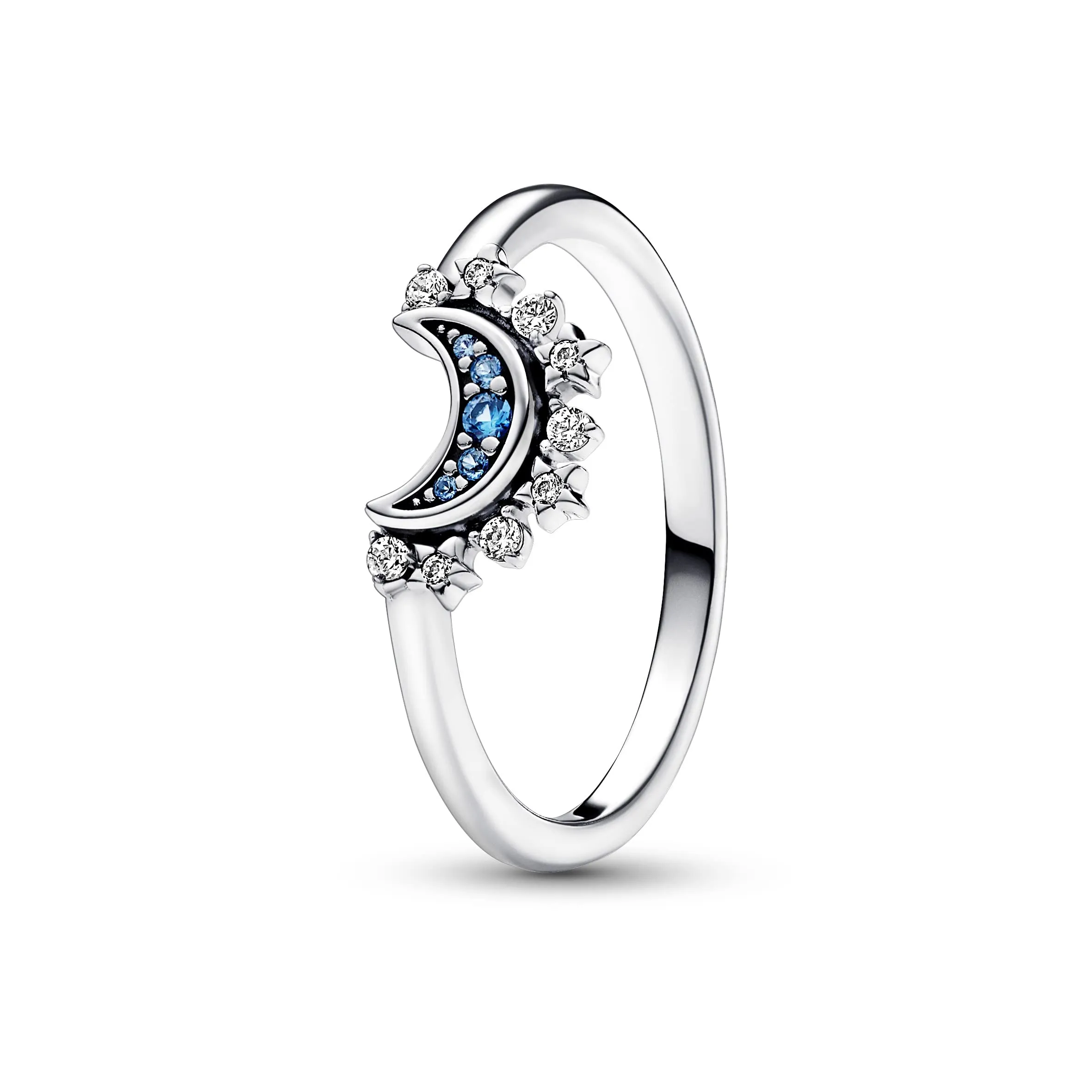 Pandora Moments Anello con Luna Brillante in Argento Sterling, Cristallo Blu Notte e Zirconia Cubica, 58 - immagine 1