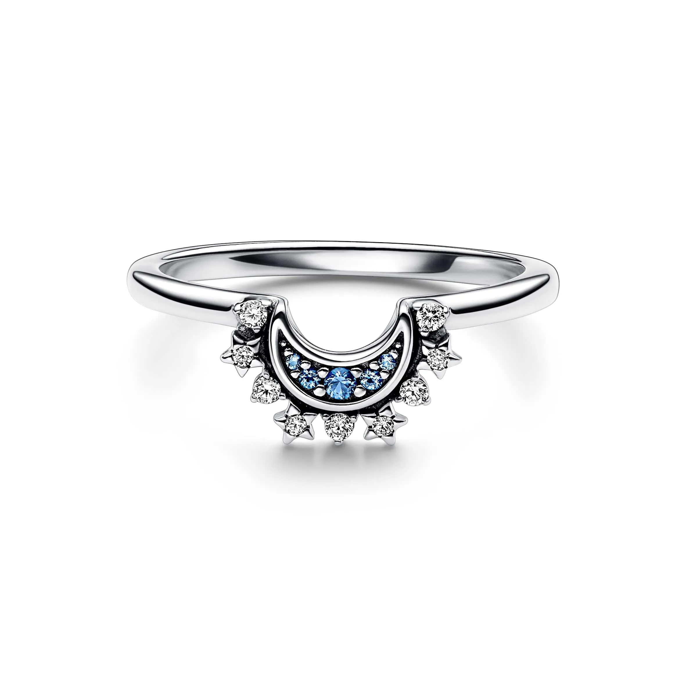 Pandora Moments Anello con Luna Brillante in Argento Sterling, Cristallo Blu Notte e Zirconia Cubica, 58 - immagine 2
