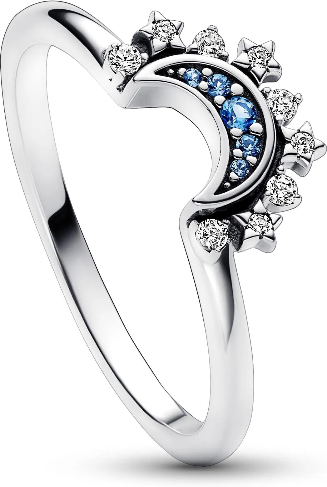 Pandora Moments Anello con Luna Brillante in Argento Sterling, Cristallo Blu Notte e Zirconia Cubica, 50 - immagine 2