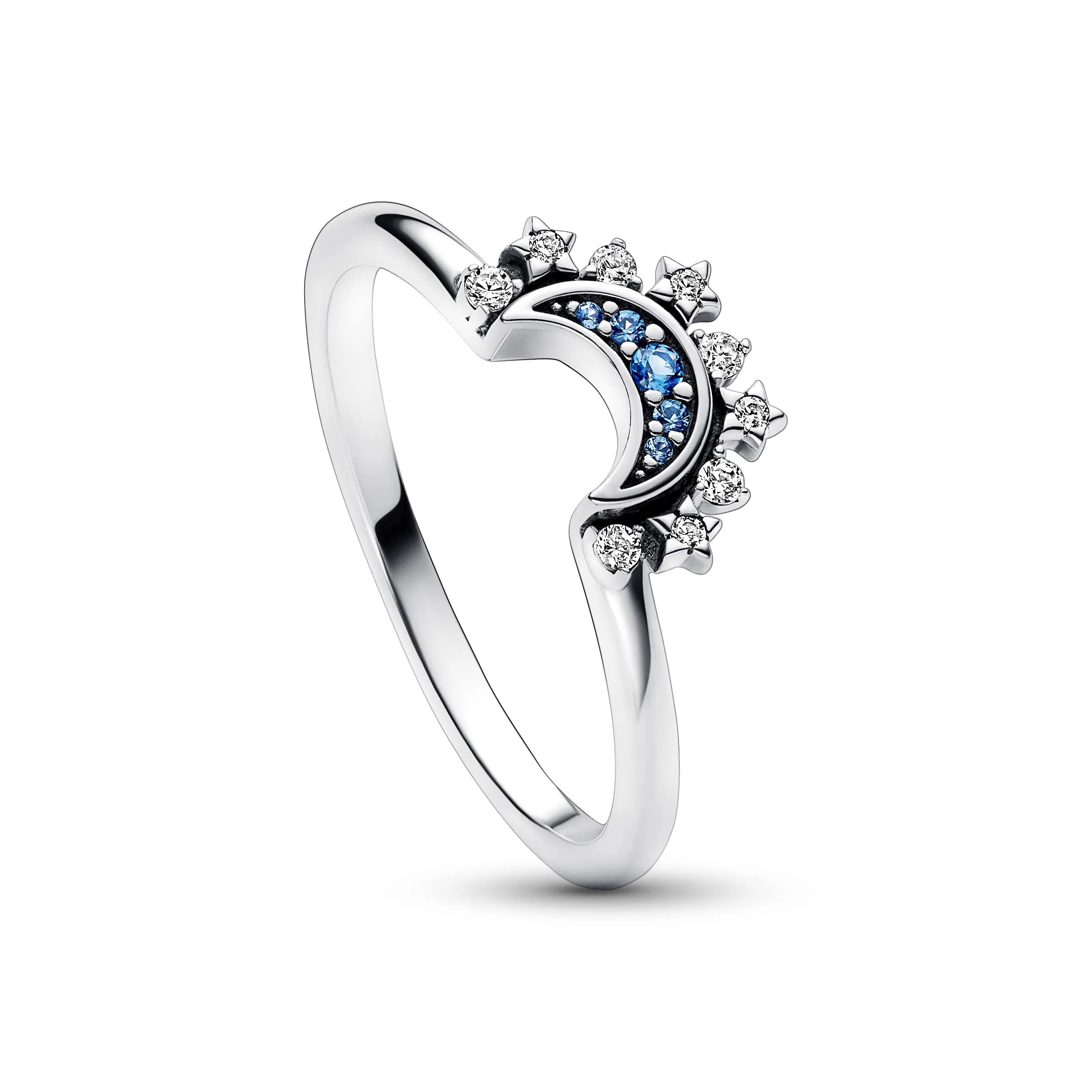 Pandora Moments Anello Luna Brillante in Argento Sterling con Cristallo Blu Notte e Zirconia Cubica, 54 - immagine 3