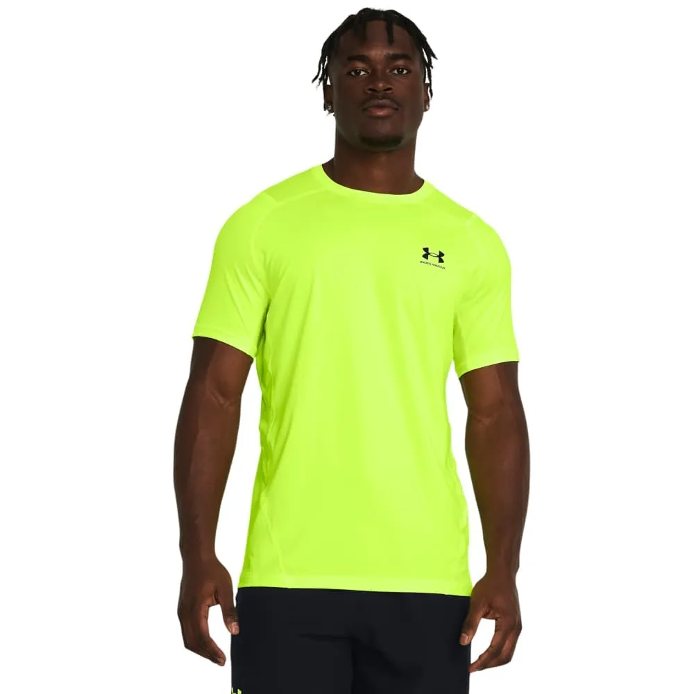 Under Armour HeatGear T-Shirt a Maniche Corte Aderente, Giallo, S - immagine 1