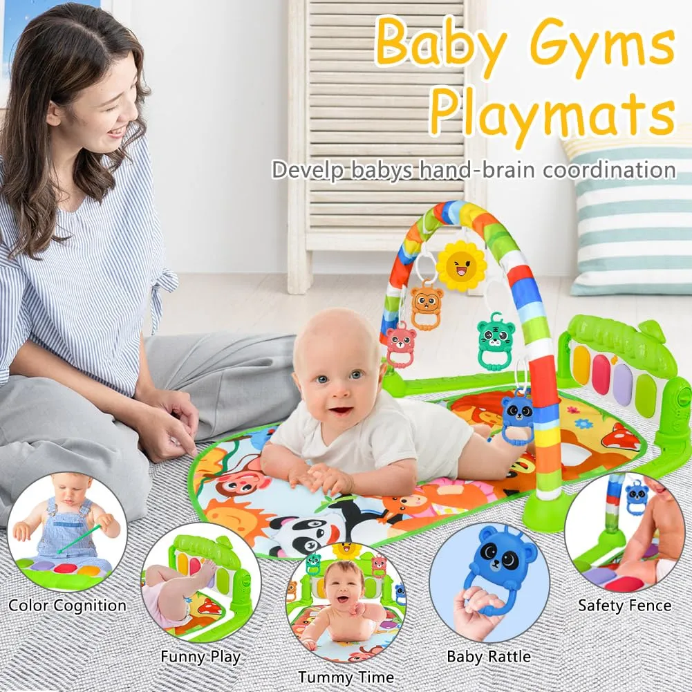 Aomig Palestra per Bambini con Tappetino da Gioco, Piano Musicale e Arco Attività per Neonati 0-36 Mesi - immagine 3