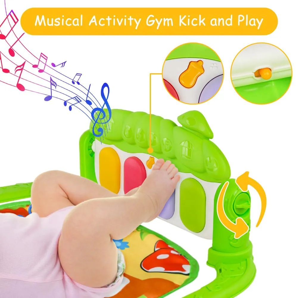 Aomig Palestra per Bambini con Tappetino da Gioco, Piano Musicale e Arco Attività per Neonati 0-36 Mesi - immagine 4