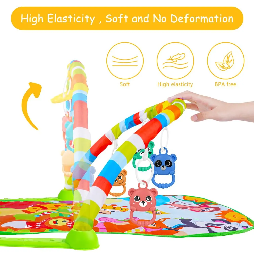 Aomig Palestra per Bambini con Tappetino da Gioco, Piano Musicale e Arco Attività per Neonati 0-36 Mesi - immagine 5