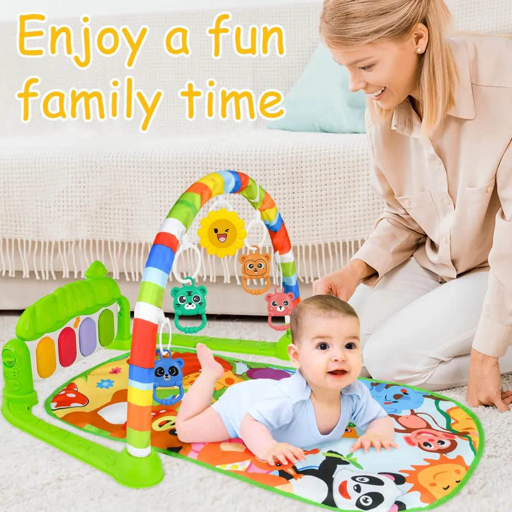 Aomig Palestra per Bambini con Tappetino da Gioco, Piano Musicale e Arco Attività per Neonati 0-36 Mesi - immagine 7