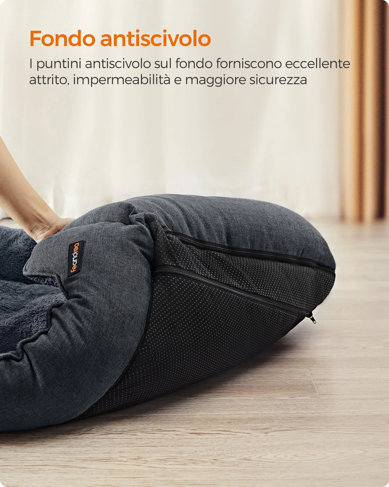 Feandrea Cuccia per Cani XXL, 120 x 90 x 30 cm, Simil Lino - immagine 5