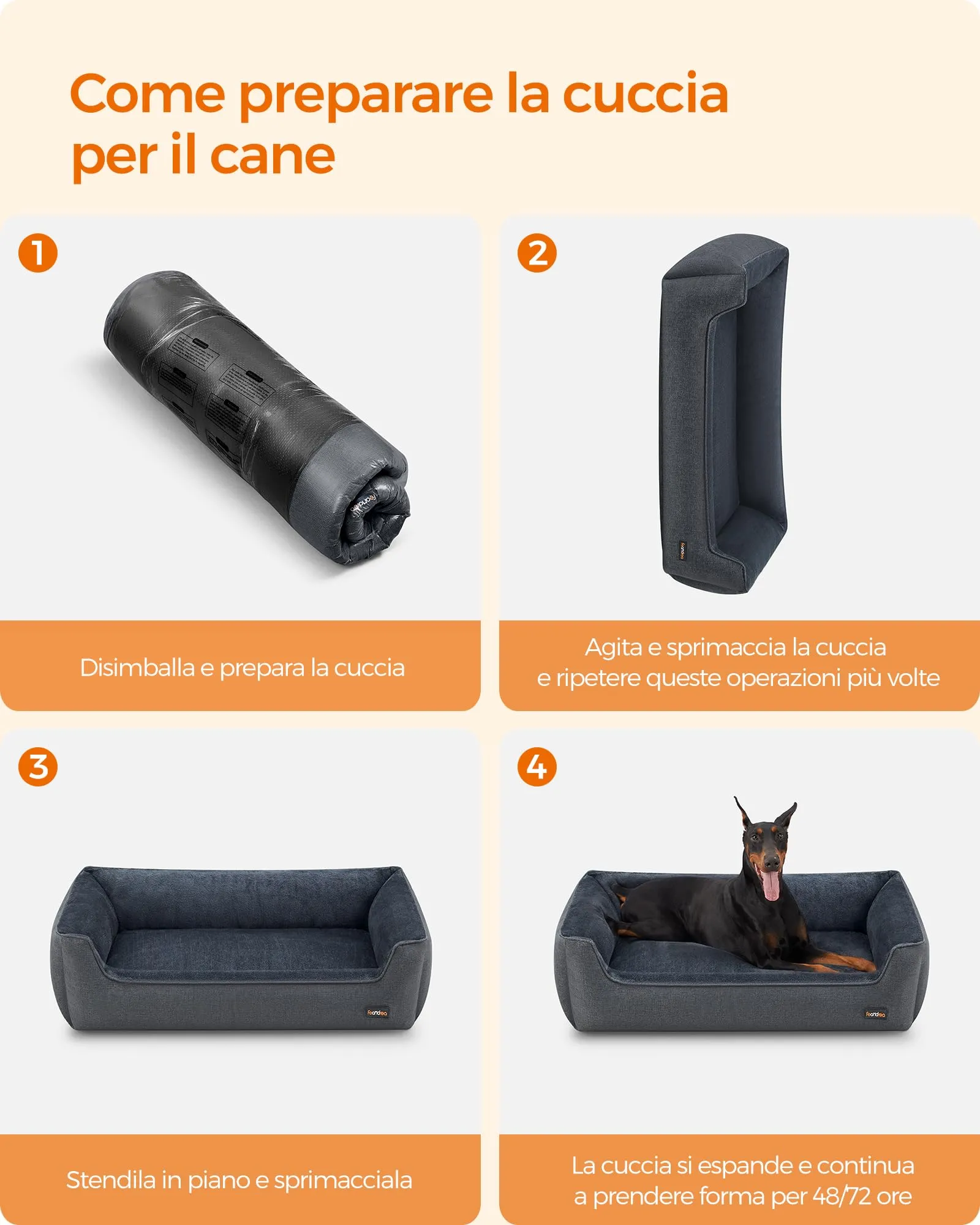 Feandrea Cuccia per Cani XXL, 120 x 90 x 30 cm, Simil Lino - immagine 8
