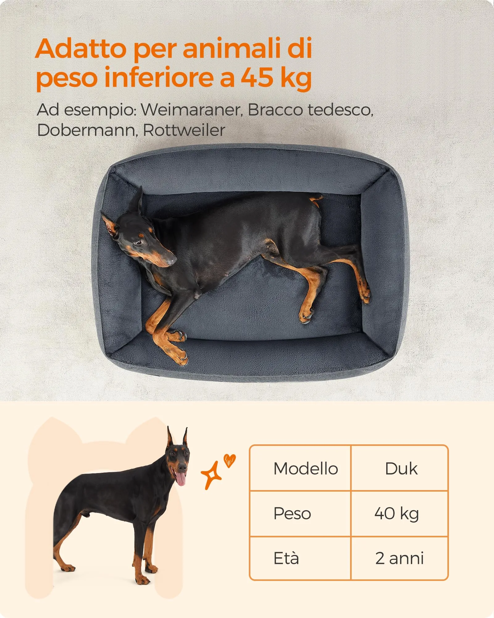 Feandrea Cuccia per Cani XXL, 120 x 90 x 30 cm, Simil Lino - immagine 9