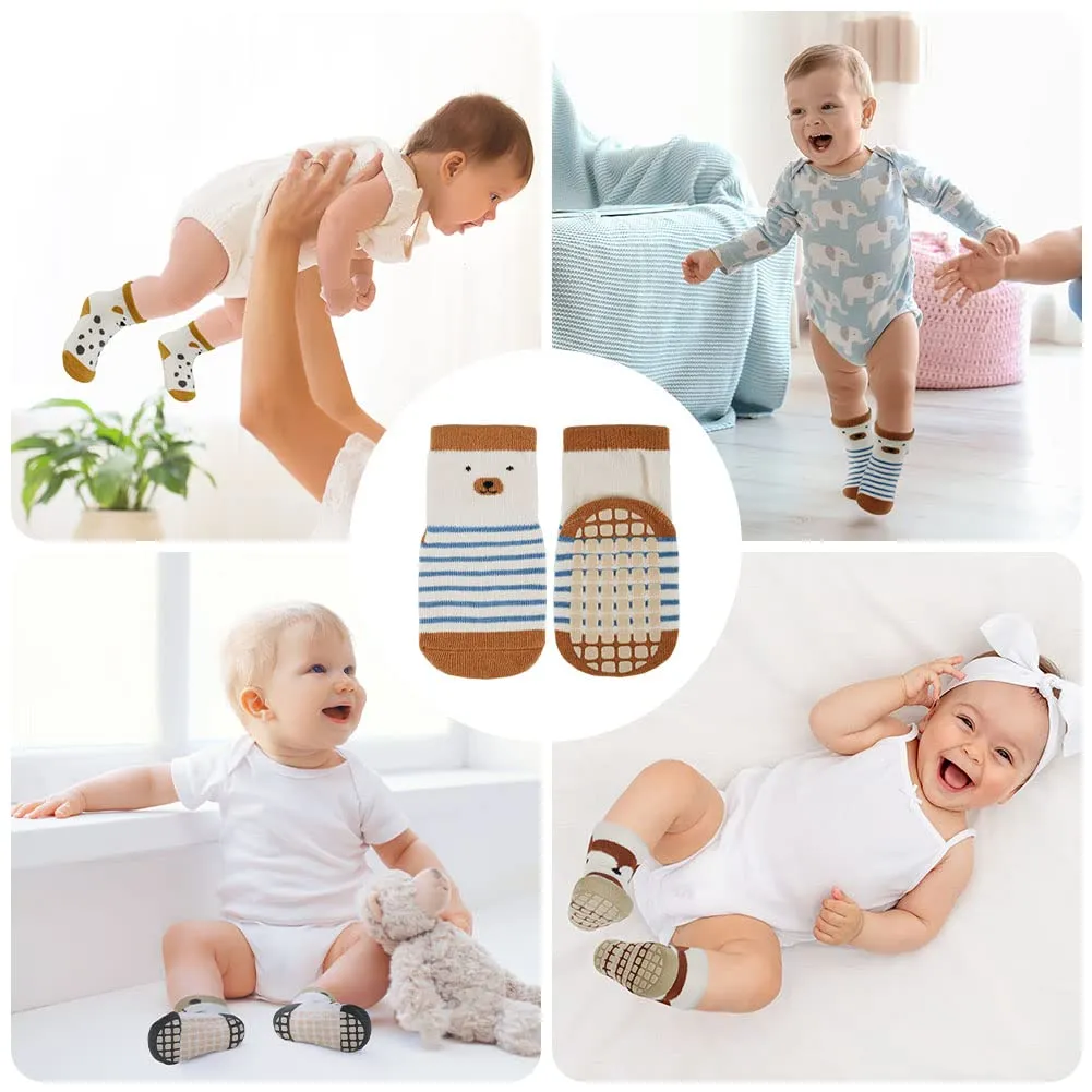 Vicloon Calzini Antiscivolo in Cotone per Bambini, 5 Paia, 1-3 Anni - immagine 2