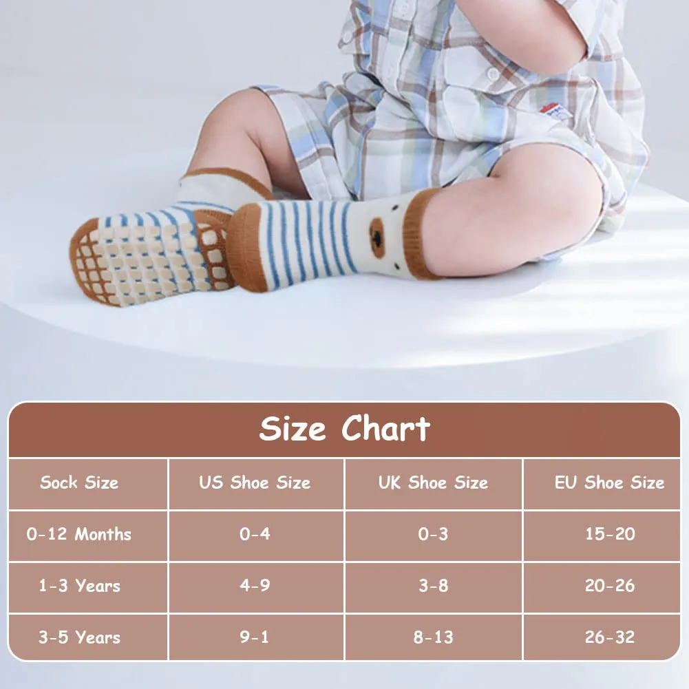 Vicloon Calzini Antiscivolo in Cotone per Bambini, 5 Paia, 1-3 Anni - immagine 3