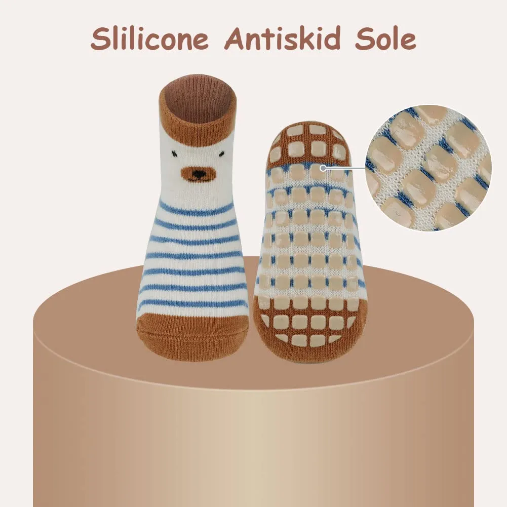 Vicloon Calzini Antiscivolo in Cotone per Bambini, 5 Paia, 1-3 Anni - immagine 4