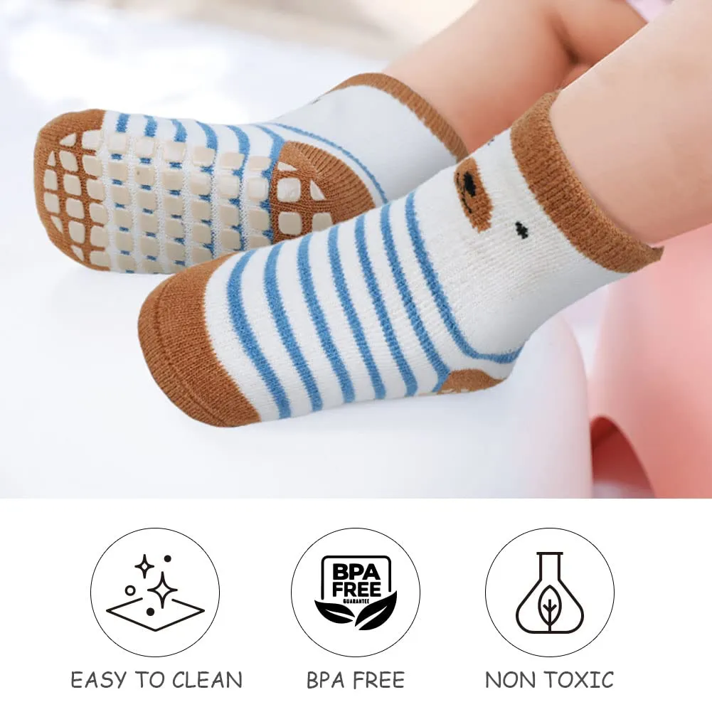 Vicloon Calzini Antiscivolo in Cotone per Bambini, 5 Paia, 1-3 Anni - immagine 7