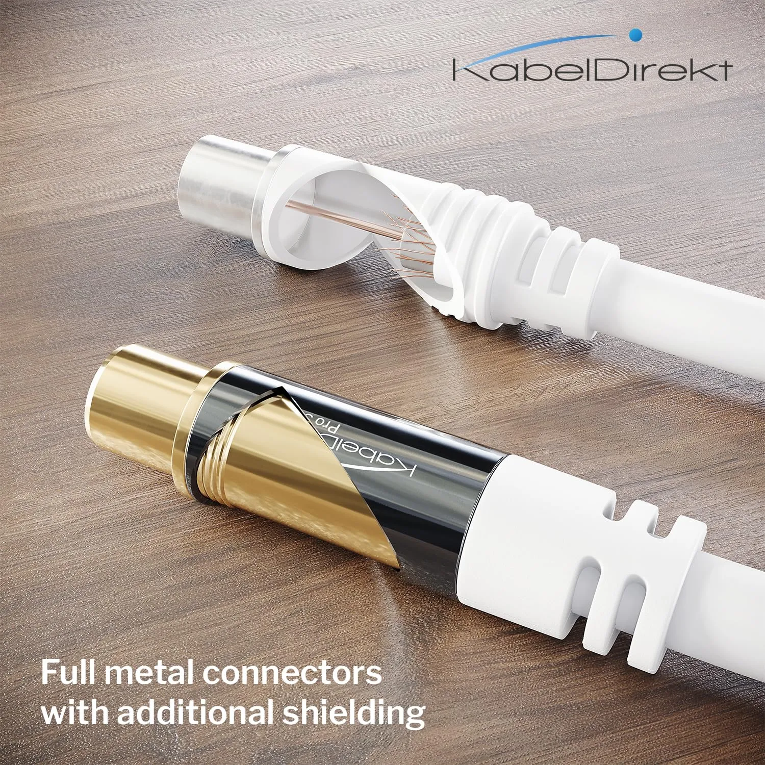 KabelDirekt Cavo Antenna TV 4K, 10m, Bianco, 90° - immagine 5
