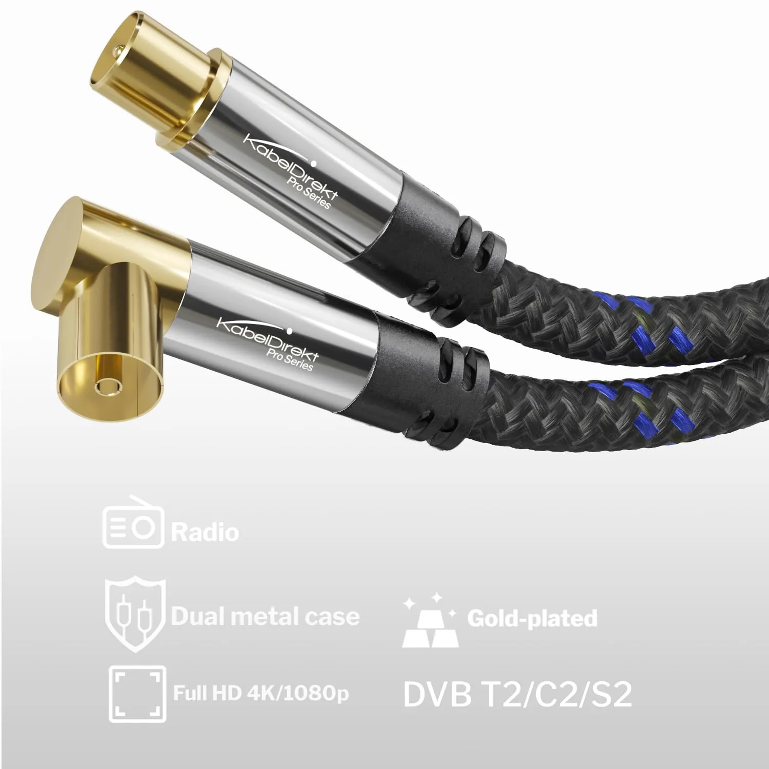 KabelDirekt TV Antenna Cable 4K, 12.5m, 90° - immagine 2