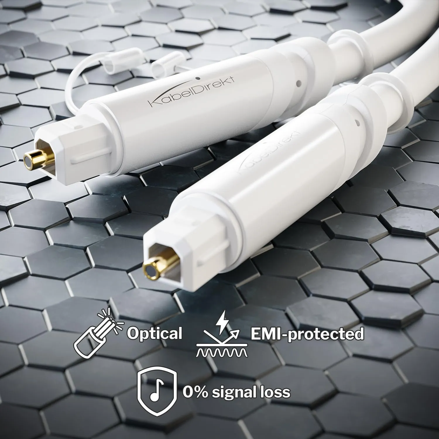 KabelDirekt TOSLINK Cable, 5m, White - immagine 2