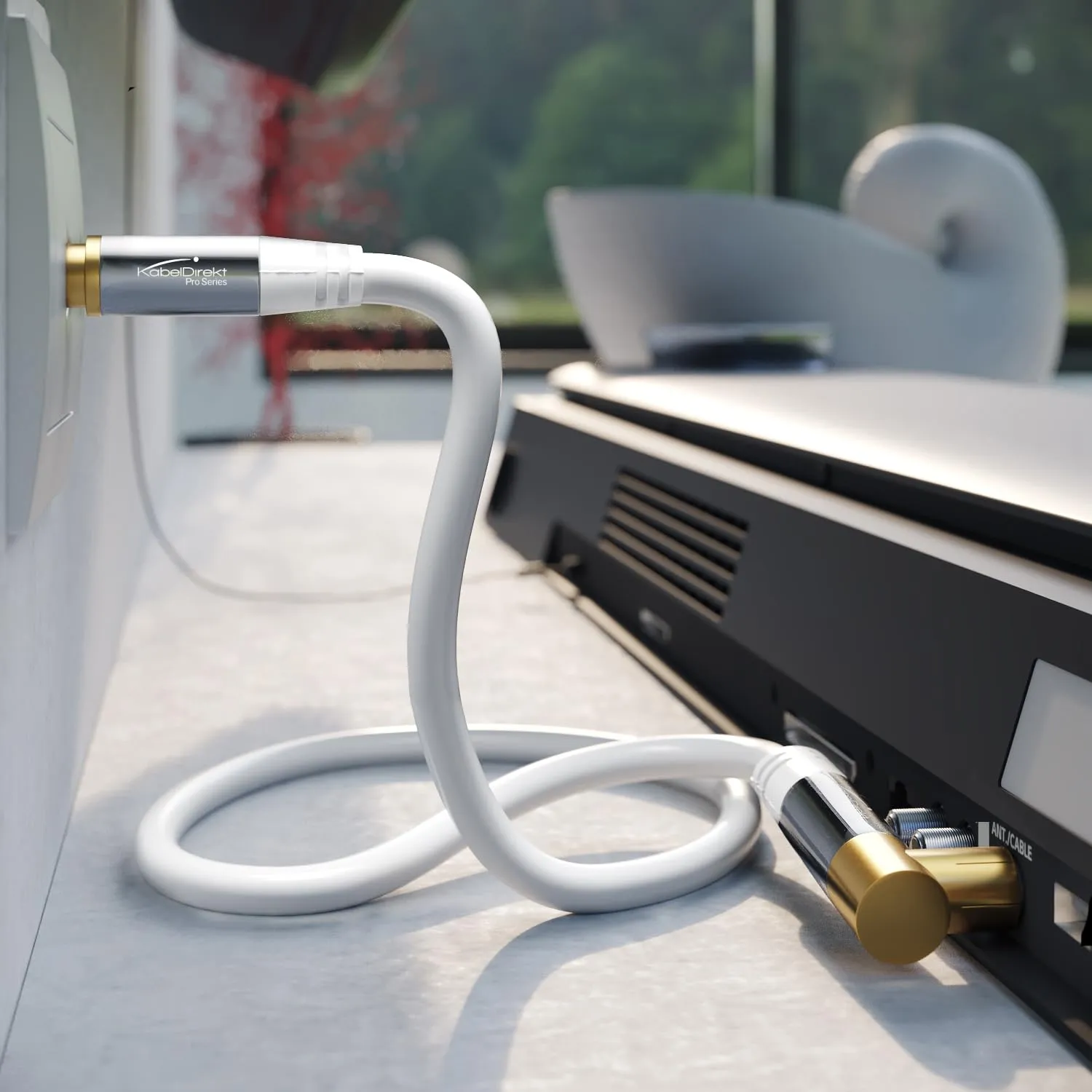 KabelDirekt Cavo Antenna TV 4K, 1,5m, 90°/Dritto, Bianco - immagine 3