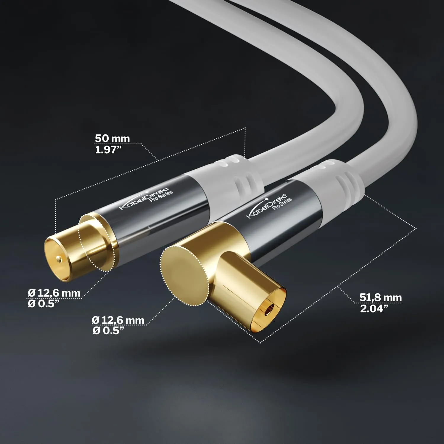 KabelDirekt Cavo Antenna TV 4K, 1,5m, 90°/Dritto, Bianco - immagine 6