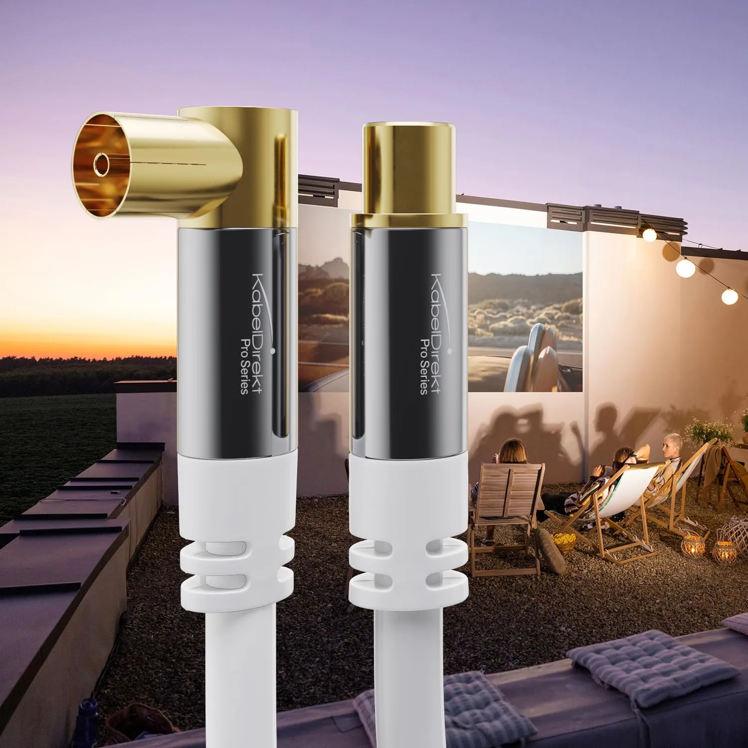 KabelDirekt Cavo Antenna TV 4K, 12.5m, 90°/dritto, Bianco - immagine 7