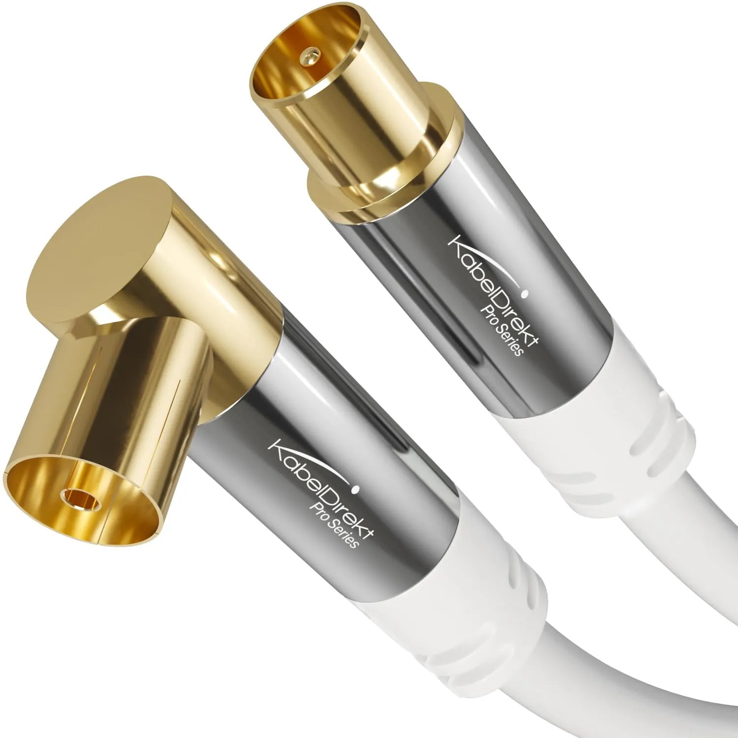 KabelDirekt Cavo Antenna TV 4K, 3,0m, Bianco, 90° - immagine 1