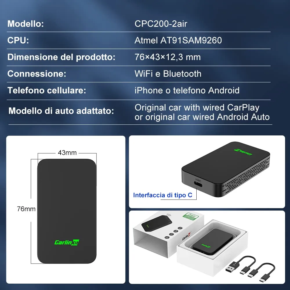 Carlinkit 5.0 2-in-1 Wireless CarPlay and Android Auto Adapter, Version 2026, CPC200-2air - immagine 8