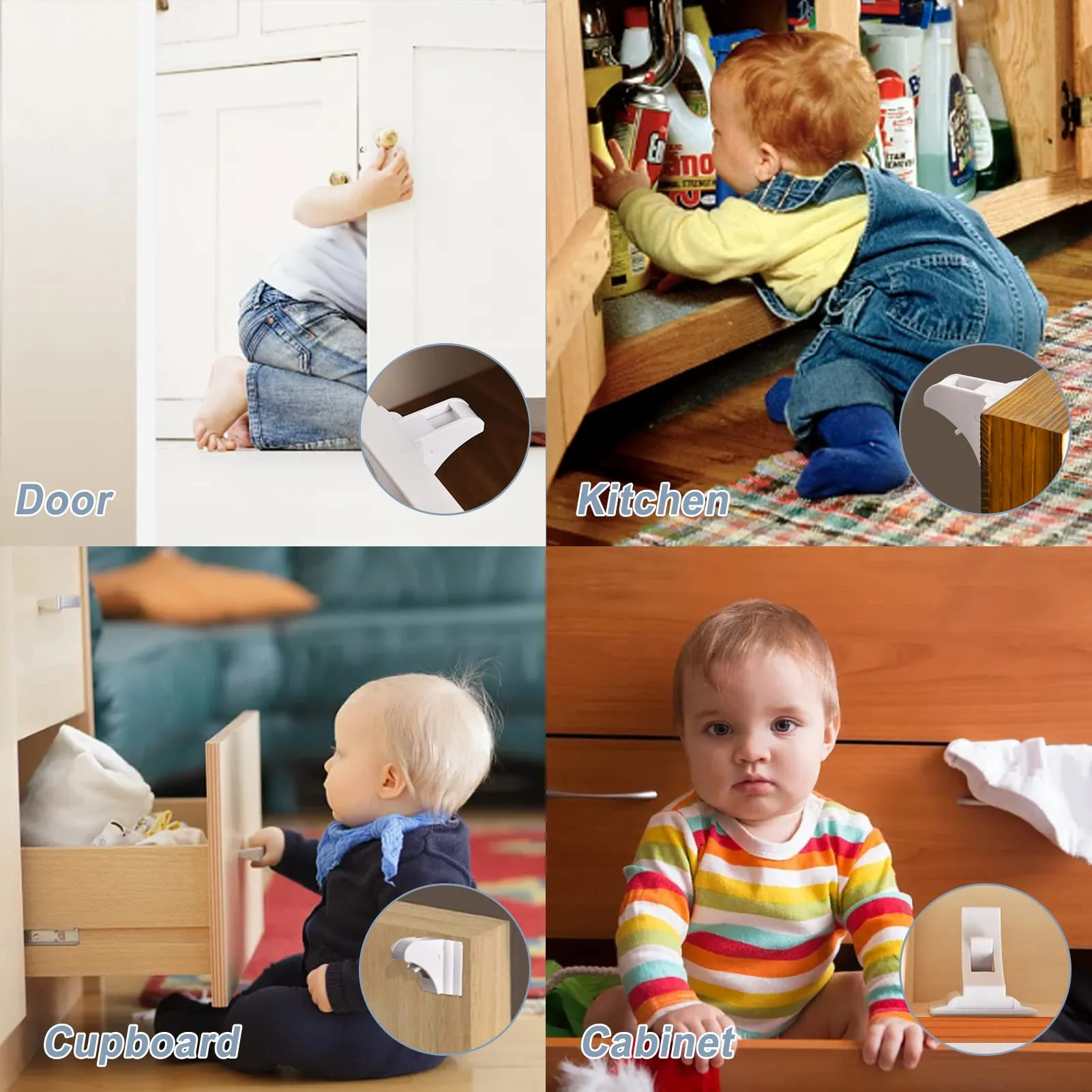 Jewan Blocca Cassetti per Bambini, Serrature Magnetiche di Sicurezza, 12 Serrature + 3 Chiavi - immagine 7
