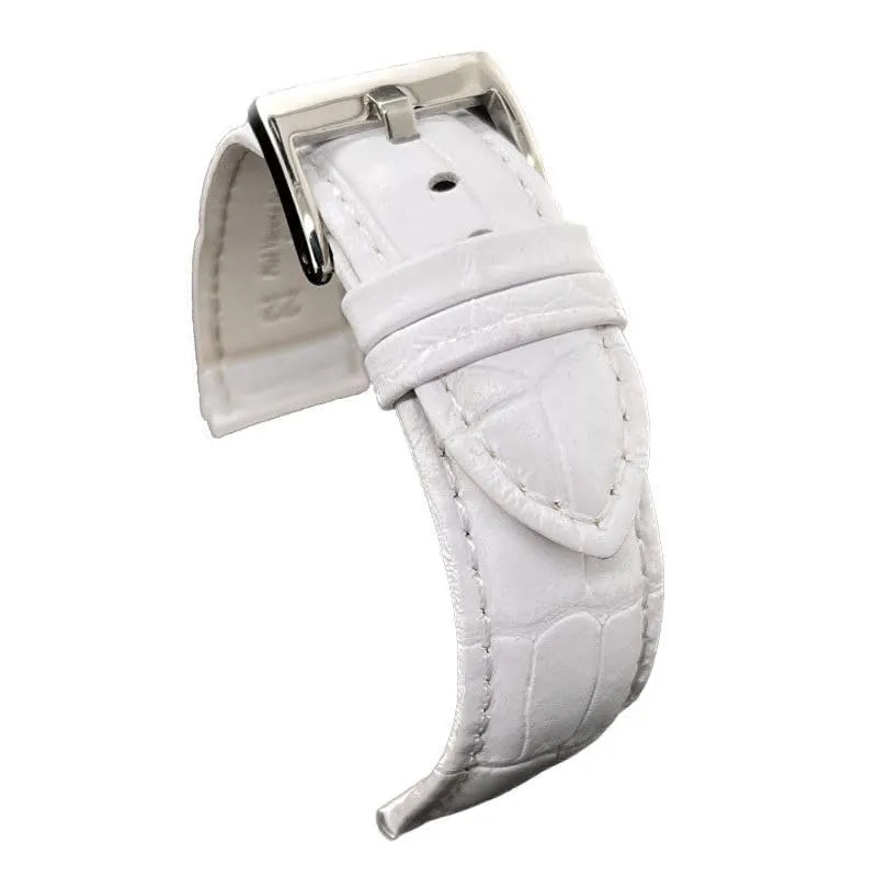 diloy Cinturino orologio in pelle stampa alligatore 368 Bianco 20mm - immagine 1