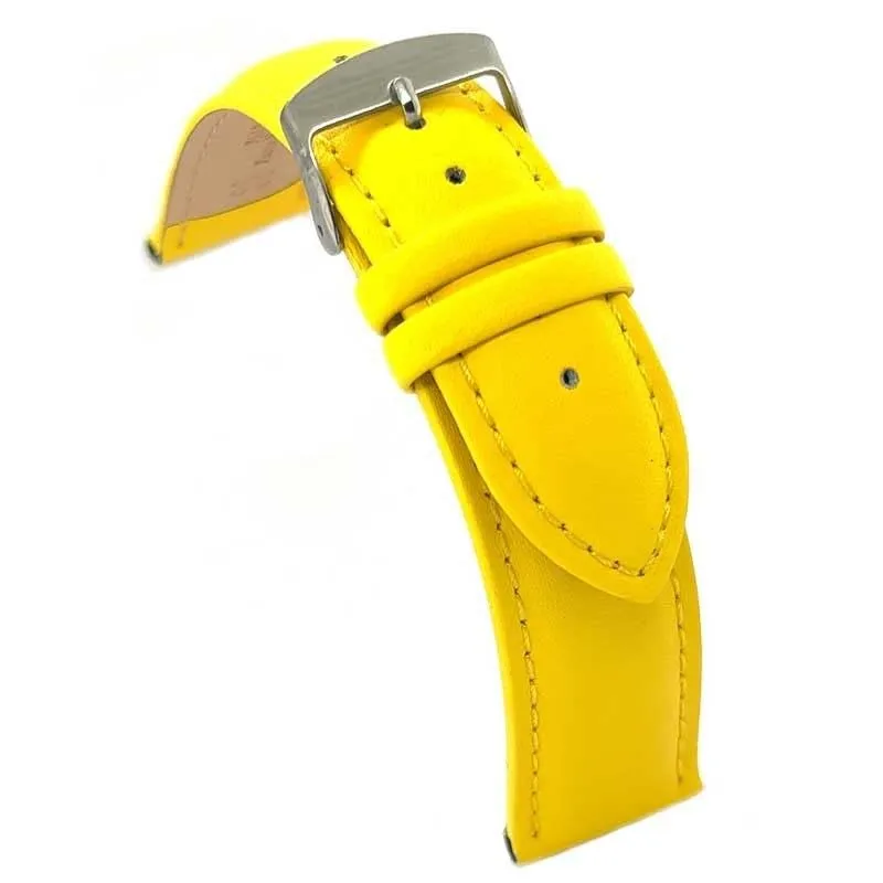 Diloy Cinturino Orologio Pelle Liscia Cucita Bombata 302 Giallo 22mm - immagine 1