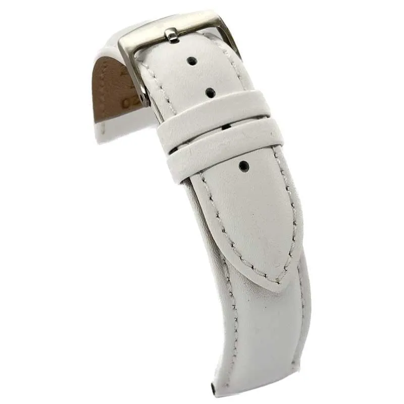 Diloy Cinturino Orologio Pelle Liscia Cucita Bombata 302 Bianco 24mm - immagine 2