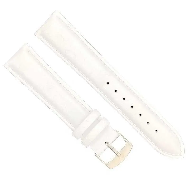 Diloy Cinturino Orologio Pelle Liscia Cucita Bombata 302 Bianco 24mm - immagine 3