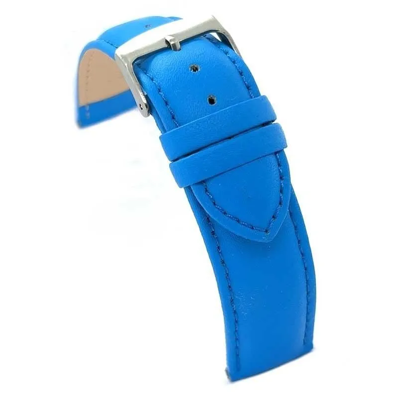 diloy Cinturino orologio pelle liscia cucita bombata 302 Cielo Blu 22mm - immagine 1