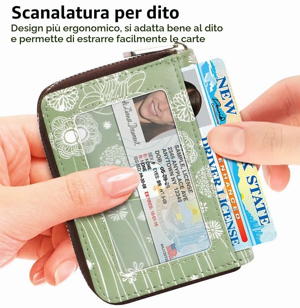 FurArt Porta Carte di Credito con Cerniera e Blocco RFID per Donna e Uomo - immagine 2