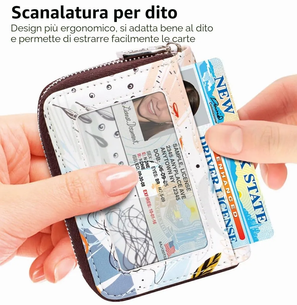 FurArt Porta Carte di Credito con Blocco RFID e Cerniera per Donna e Uomo - immagine 2
