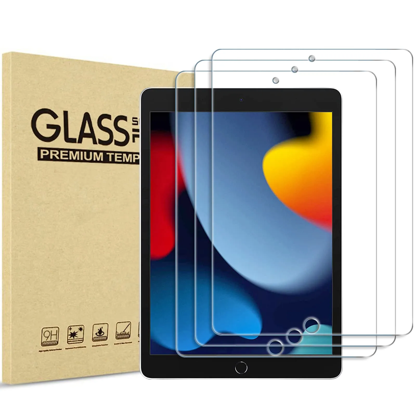 ProCase Pellicola Protettiva in Vetro Temperato per iPad 9 2021, iPad 8 2020, iPad 7 2019 10.2 Pollici - 3 Pezzi - immagine 1
