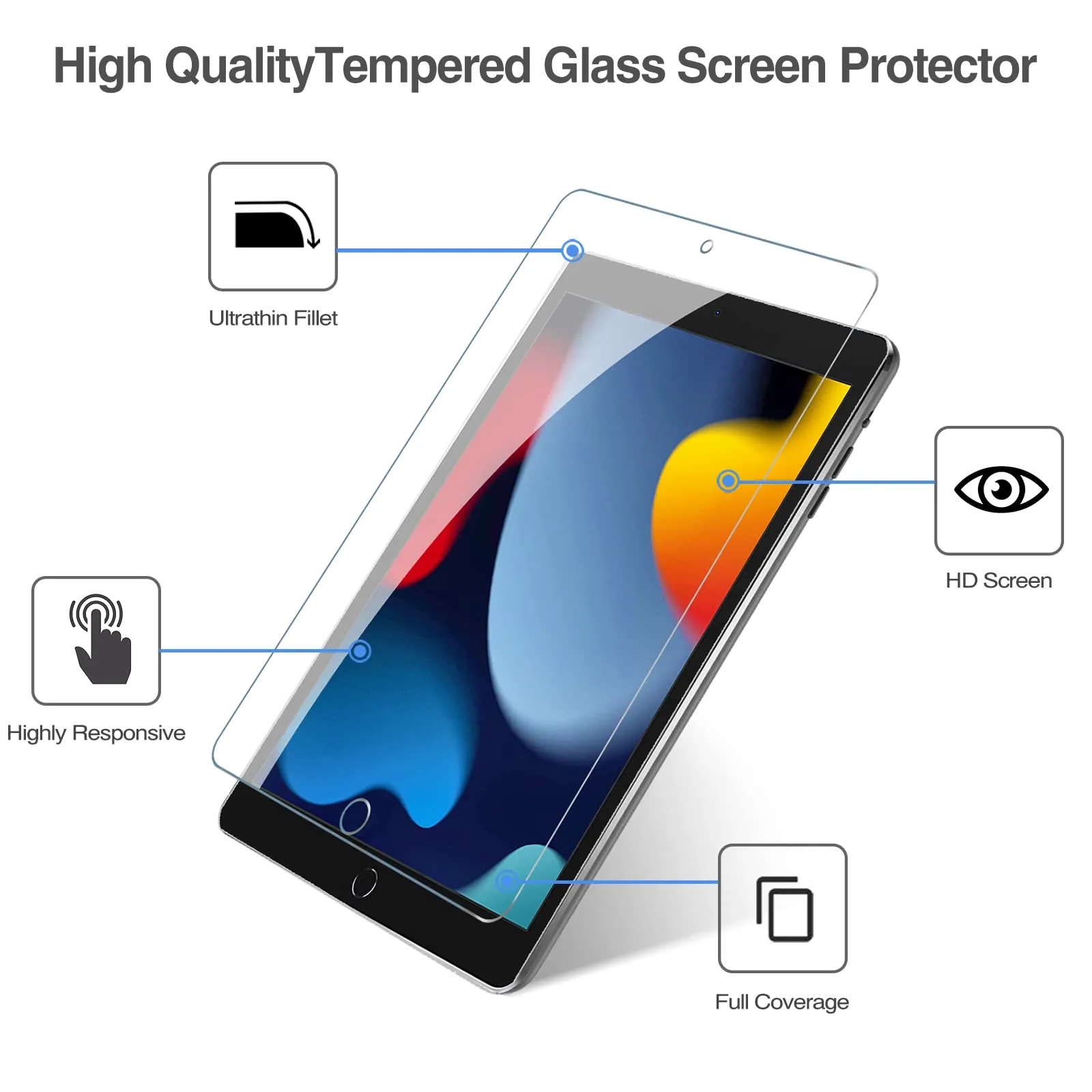 ProCase Pellicola Protettiva in Vetro Temperato per iPad 9 2021, iPad 8 2020, iPad 7 2019 10.2 Pollici - 3 Pezzi - immagine 3