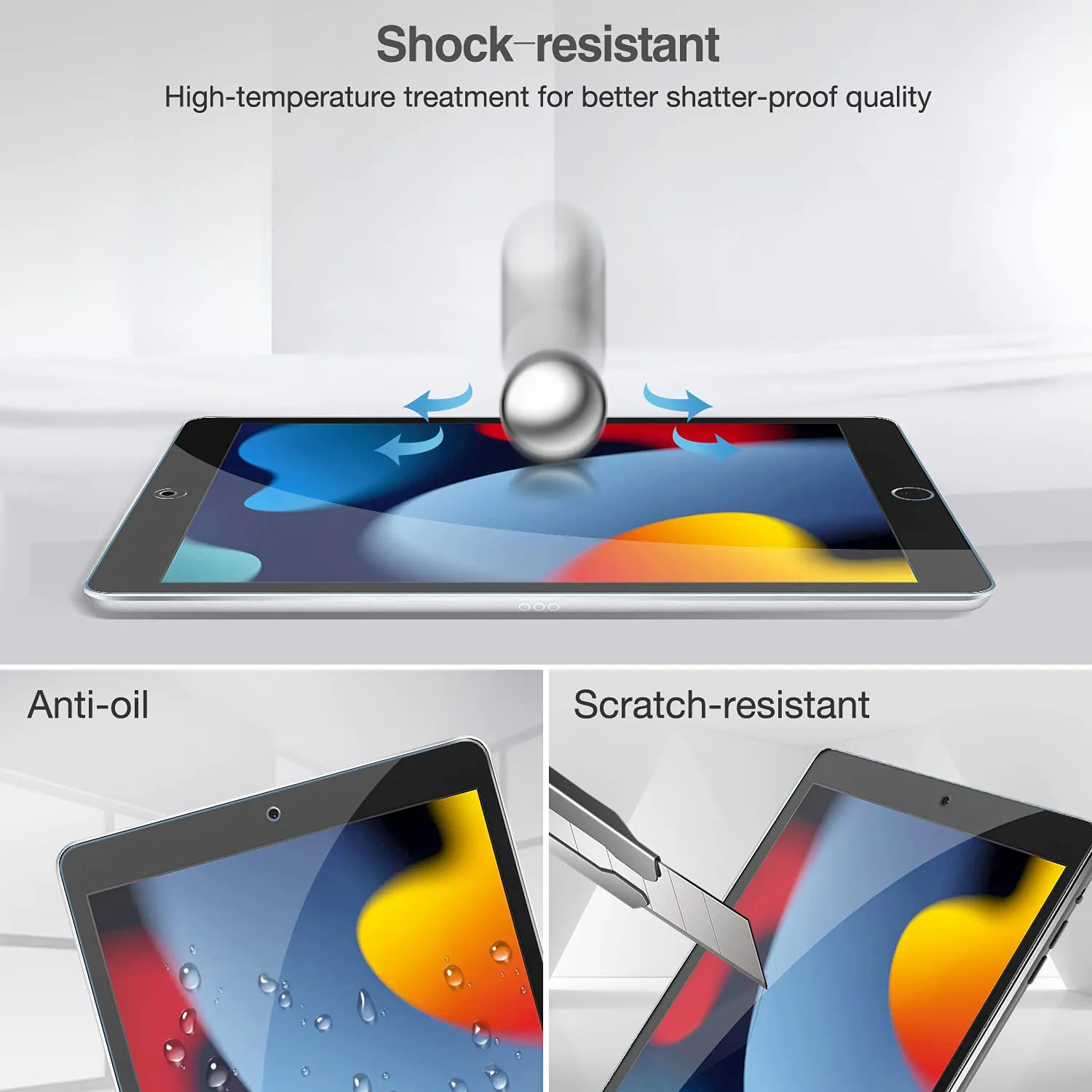 ProCase Pellicola Protettiva in Vetro Temperato per iPad 9 2021, iPad 8 2020, iPad 7 2019 10.2 Pollici - 3 Pezzi - immagine 6